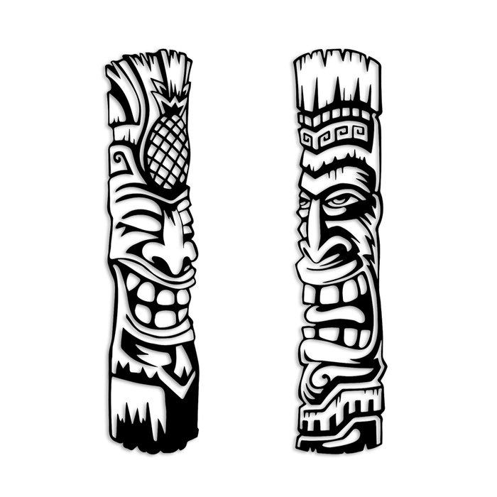 Wallity Tiki Escultura de Pared de Metal Negra (2 Piezas) Wallity Tiki Escultura de Pared de Metal Negra (2 Piezas)